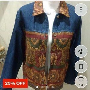 Coldwater Creek Blue and Multicolor Jean Jacket